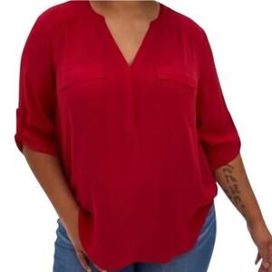 TORRID Burgandy Harper Georgette Blouse with Pockets Size 2 (2x= 18-20)